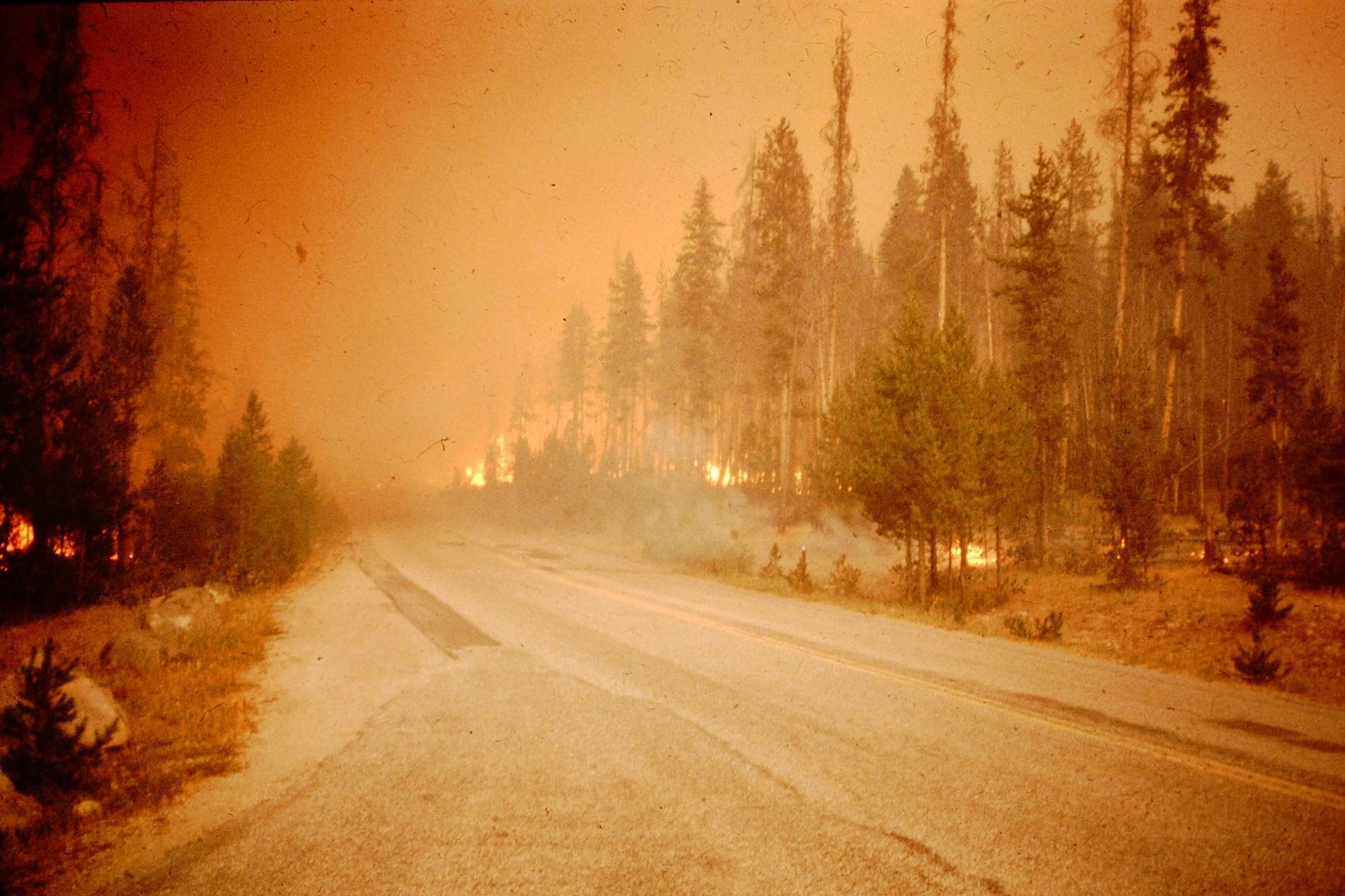 Smoke fills the air